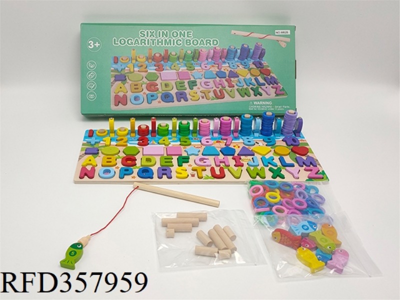 WOODEN MULTIFUNCTIONAL 6 IN 1 LEARNING BOARD