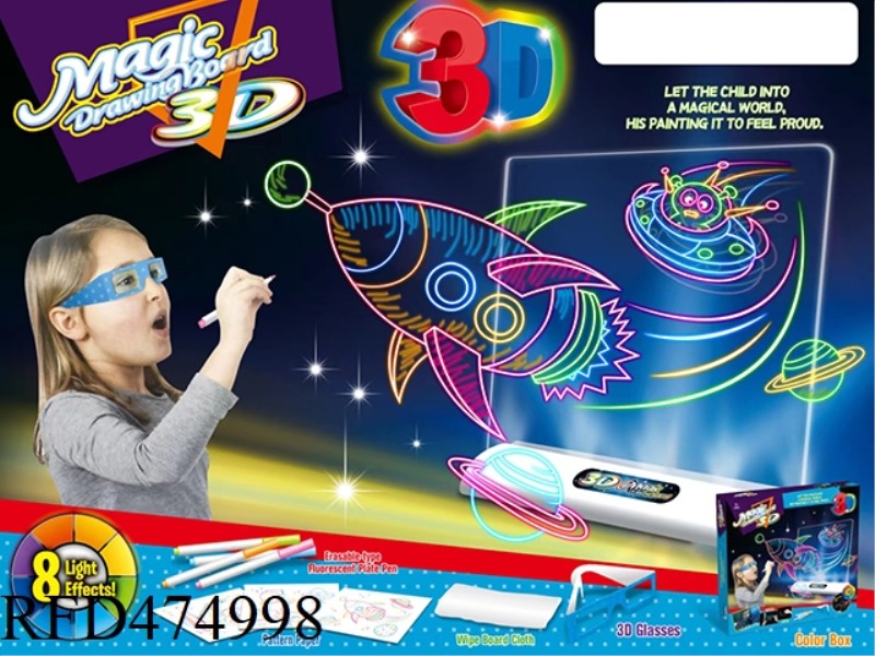 LARGE 8-COLOR 3D LIGHT PANEL (WITH GLASSES) - SPACE EDITION