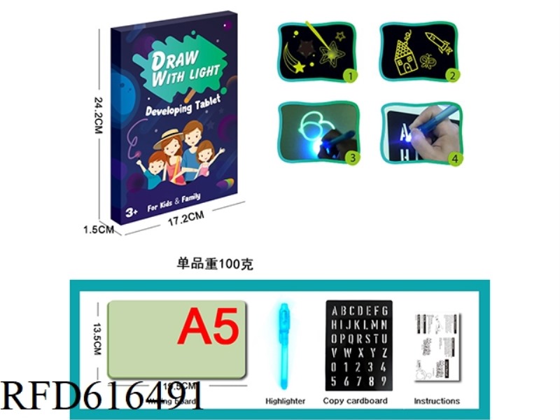 DRAW WITH LIGHT FUN GLOW-IN-THE-DARK TABLET (A5)