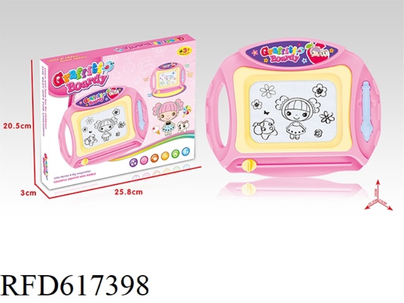 SMALL CARTOON GIRL BLACK MAGNETIC WRITING PAD