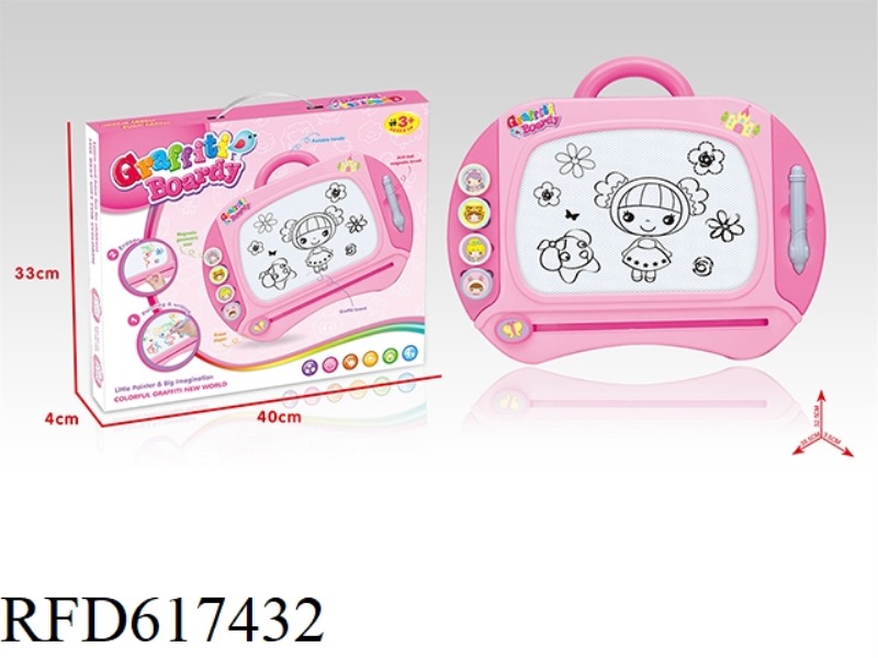 LARGE GIRL CARTOON BLACK MAGNETIC WRITING PAD
