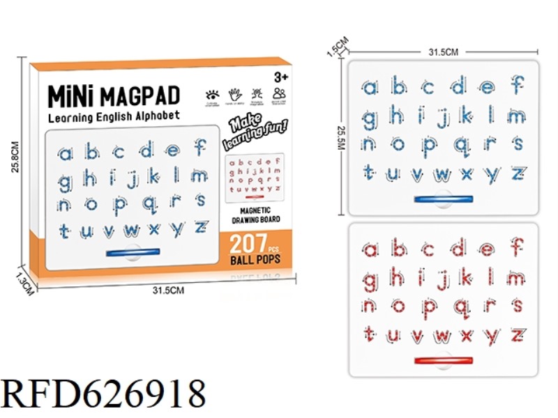 MAGNETIC PEN DRAWING BOARD (LOWERCASE ENGLISH BOARD 207 BEADS)
