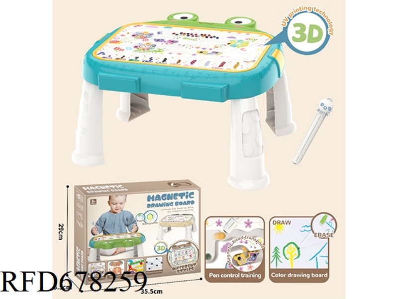 EDUCATIONAL MULTI-FUNCTIONAL MAGNETIC PEN DRAWING BOARD (FROG MODEL) WITH TABLE LEGS AND WRITING BOA