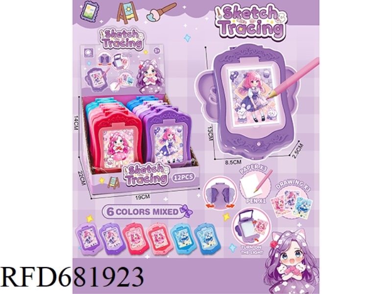 QINGSONG TOY WITH LIGHT SKETCHPAD WORDPAD 12PCS