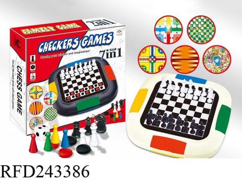 CHESS 7 IN 1(BLACK CHECKER BOARD)NONMAGNETIC