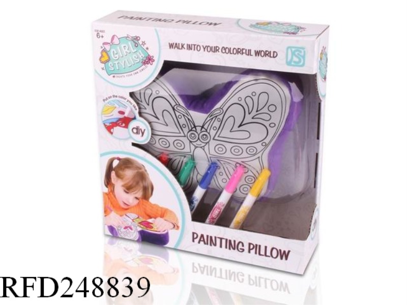 DIY FABRIC PAINTED BUTTERFLY PILLOW
