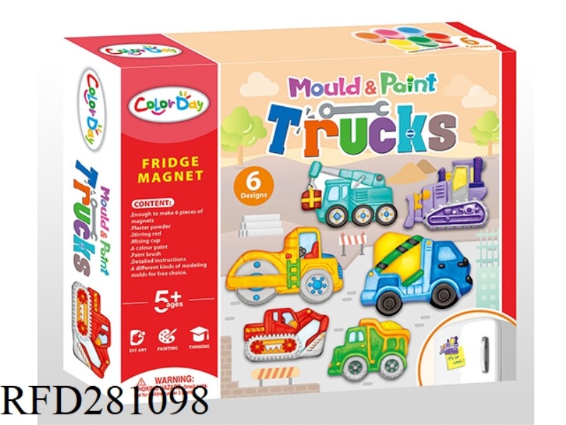 DIY PLASTER PAINTED TOY REFRIGERATOR MAGNET-TRUCK