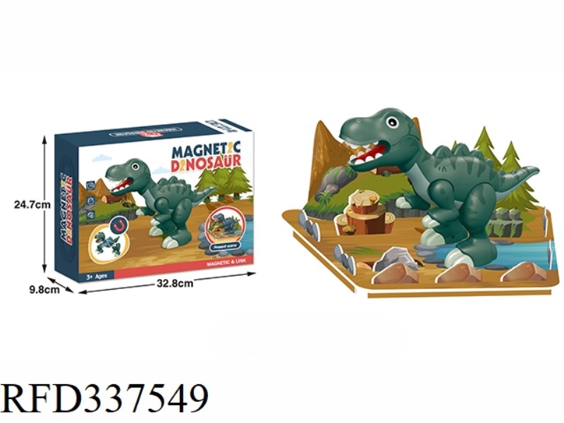 MAGNETICALLY ASSEMBLED DINOSAUR (TYRANNOSAURUS WITH SCENE)