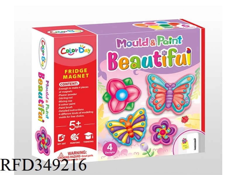 DIY PLASTER PAINTED TOY REFRIGERATOR MAGNET-FLOWERS