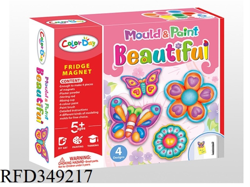 DIY PLASTER PAINTED TOY REFRIGERATOR MAGNET-FLOWERS