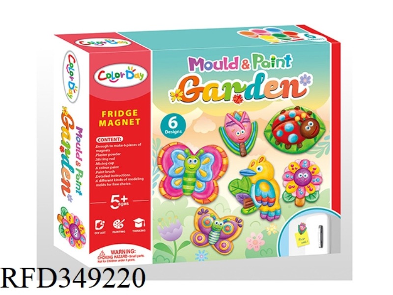DIY PLASTER PAINTED TOY FRIDGE MAGNET-GARDEN
