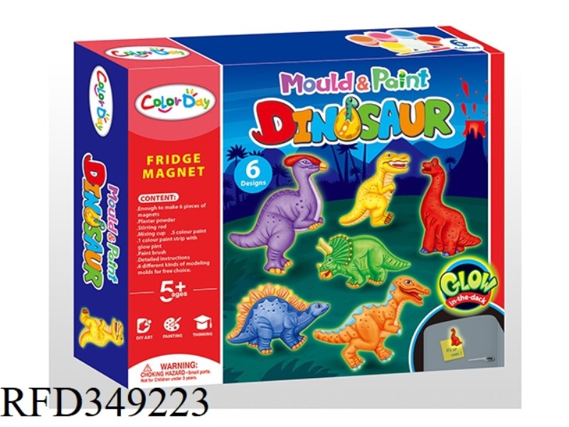 DIY PLASTER LUMINOUS PAINTED TOY REFRIGERATOR MAGNET-DINOSAUR