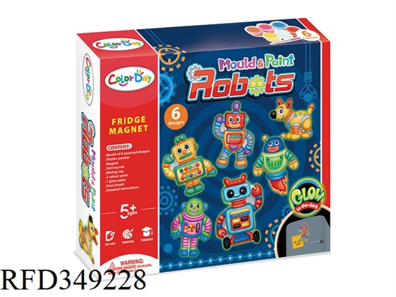 DIY PLASTER PAINTED TOY REFRIGERATOR MAGNET-LUMINOUS ROBOT