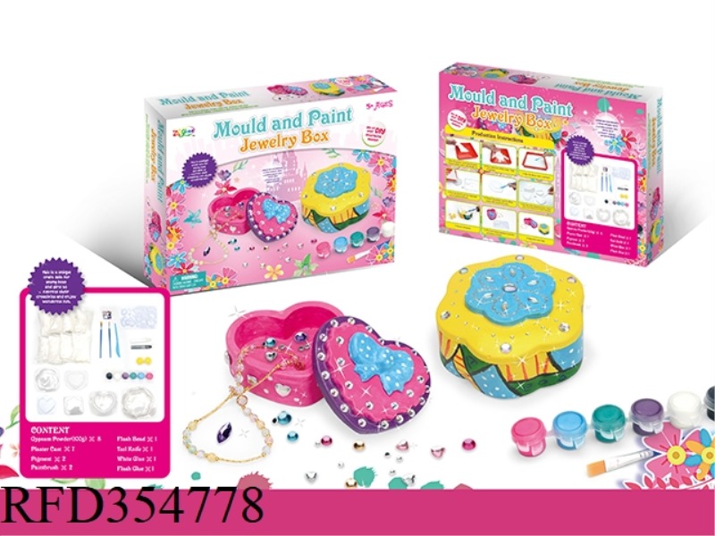 JEWELRY BOX GESSO PAINTED SET