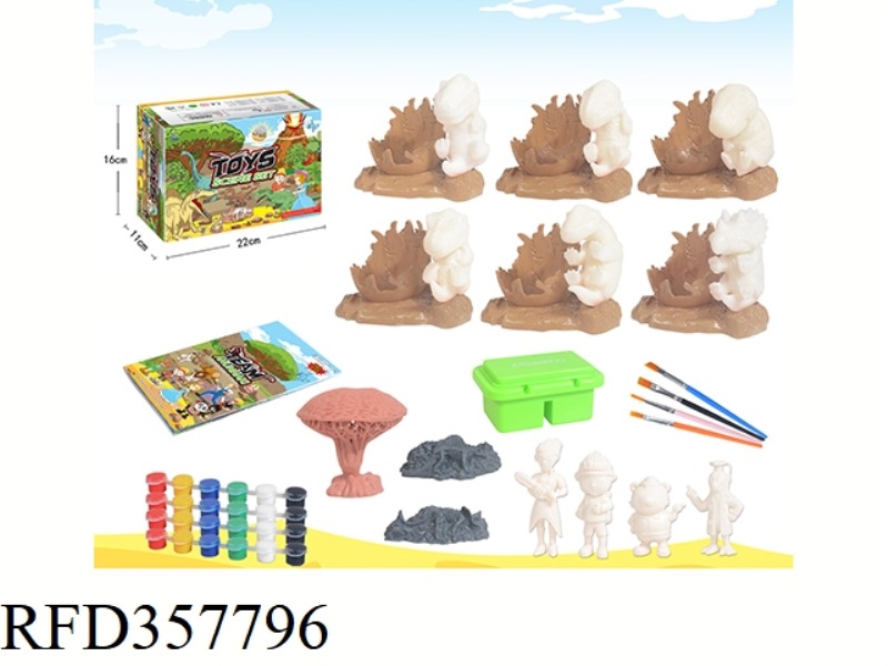 DIY PAINTED DINOSAUR BABY WHITE MODEL GRAFFITI SET 55 PIECE SET