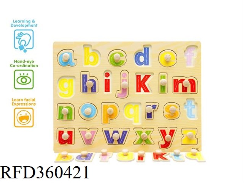 LOWERCASE LETTER WOODEN NAIL HAND PUZZLE