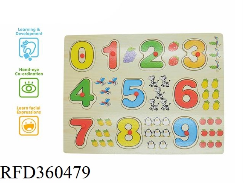 0-9 DIGITAL CARTOON COGNITIVE BOARD (PLASTIC NAIL)