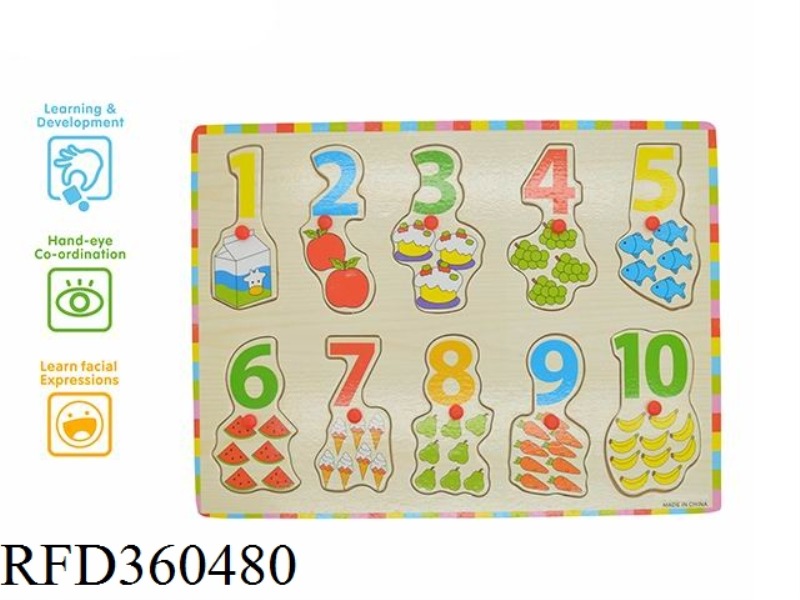 1-10 DIGITAL CARTOON COGNITIVE BOARD (PLASTIC PIN)