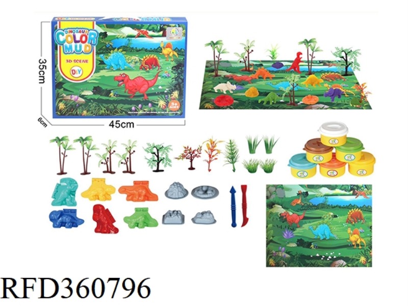 COLOR BOX DINOSAUR SCENE COLOR MUD SET (6 BOTTLES 1 OZ)