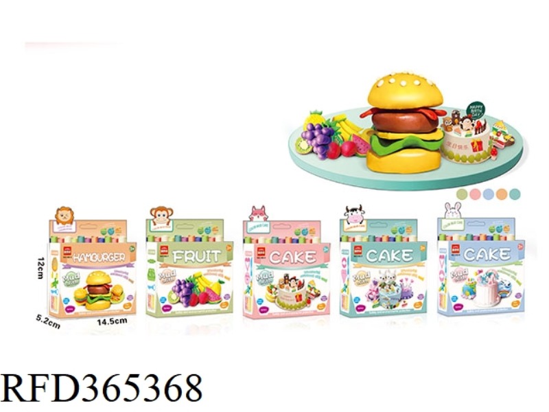 COLOR MUD TOYS - CAKE, FRUIT, HAMBURGER TRIAD SERIES