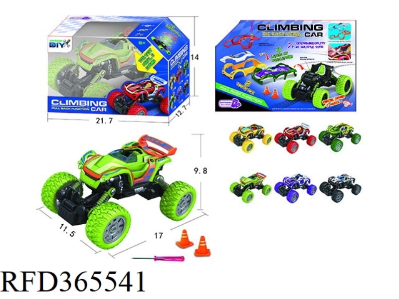 ALLOY DIY FOUR-WHEEL DRIVE DOUBLE PULL BACK CLIMBING CAR WITH MUISC