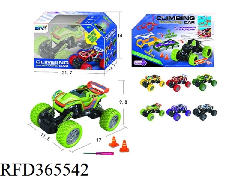 ALLOY DIY FOUR-WHEEL DRIVE DOUBLE PULL BACK CLIMBING CAR WITH MUISC