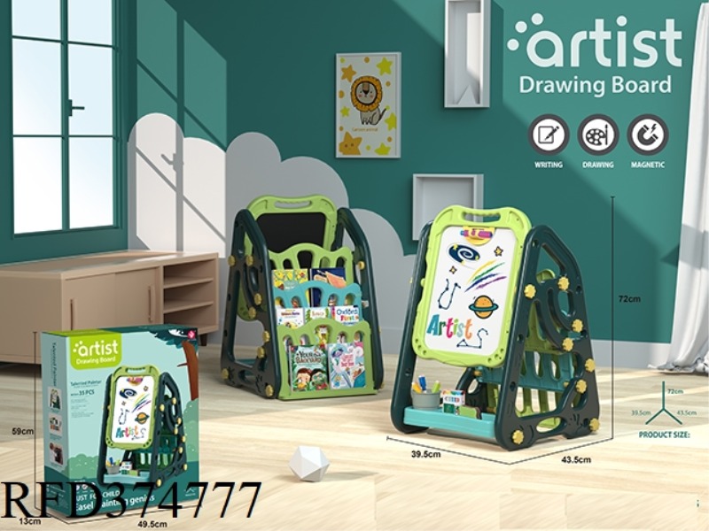 BOOKSHELF DOUBLE-SIDED DRAWING BOARD