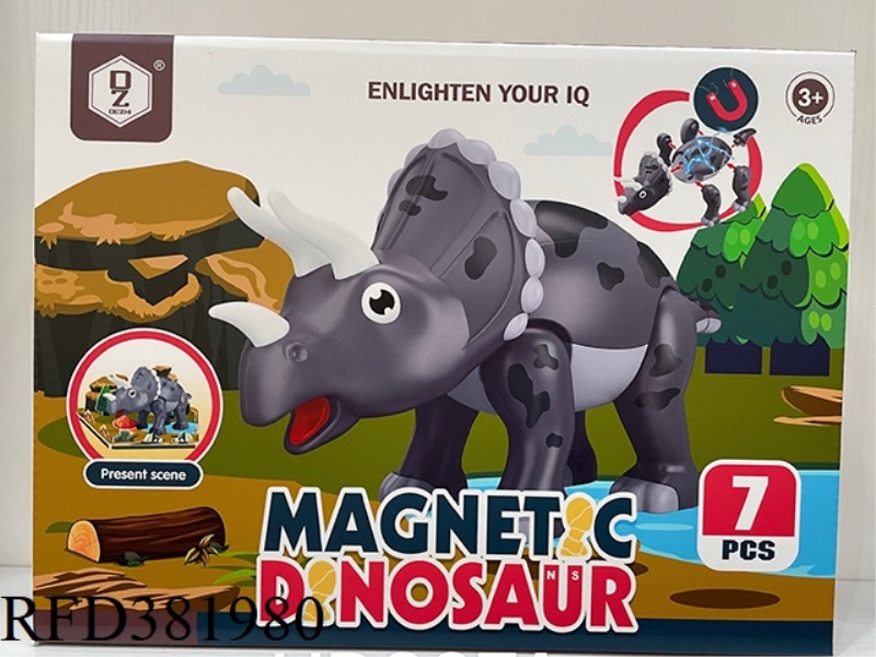 MAGNETICALLY ASSEMBLED DINOSAUR MATCHING SCENE