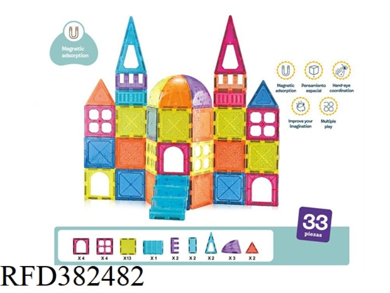 COLORED WINDOW MAGNETIC PLATE 33PCS