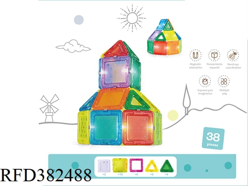 ASSEMBLE 38PCS OF LUMINESCENT MAGNETIC SHEET