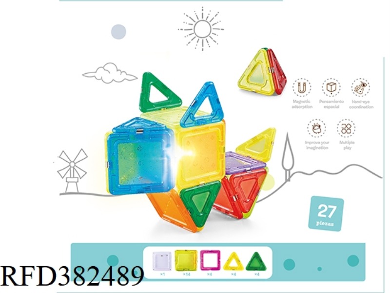 ASSEMBLE 27PCS OF LUMINOUS MAGNETIC PLATE