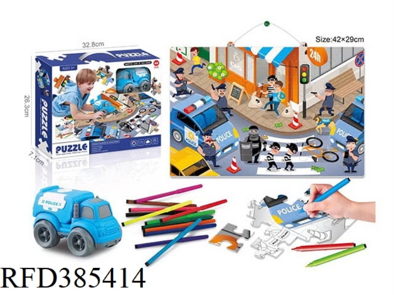 CHILDREN'S PAINTED POLICE CAR LEARNING CARDS