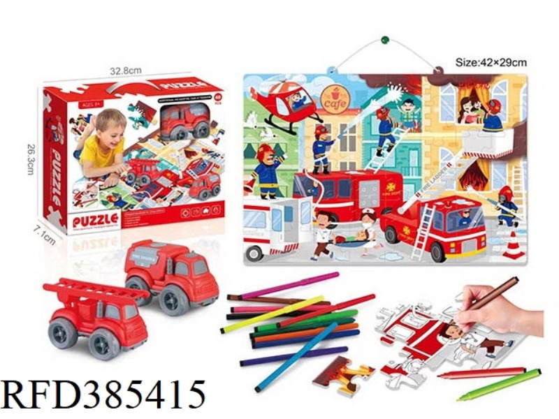 CHILDREN'S PAINTED FIRE TRUCK LEARNING CARD