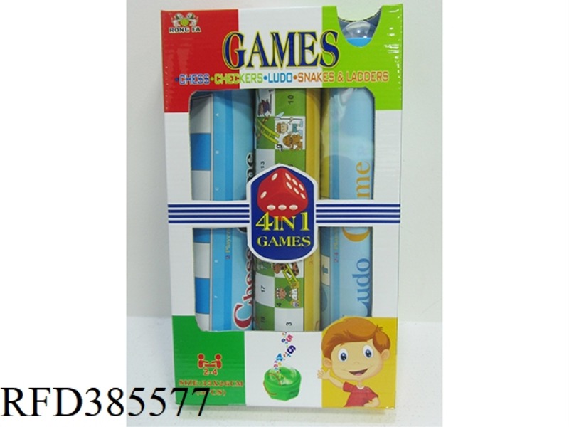 ENGLISH 4 IN 1 GAME CHESS ON SMALL FLOOR MAT (3PCS)