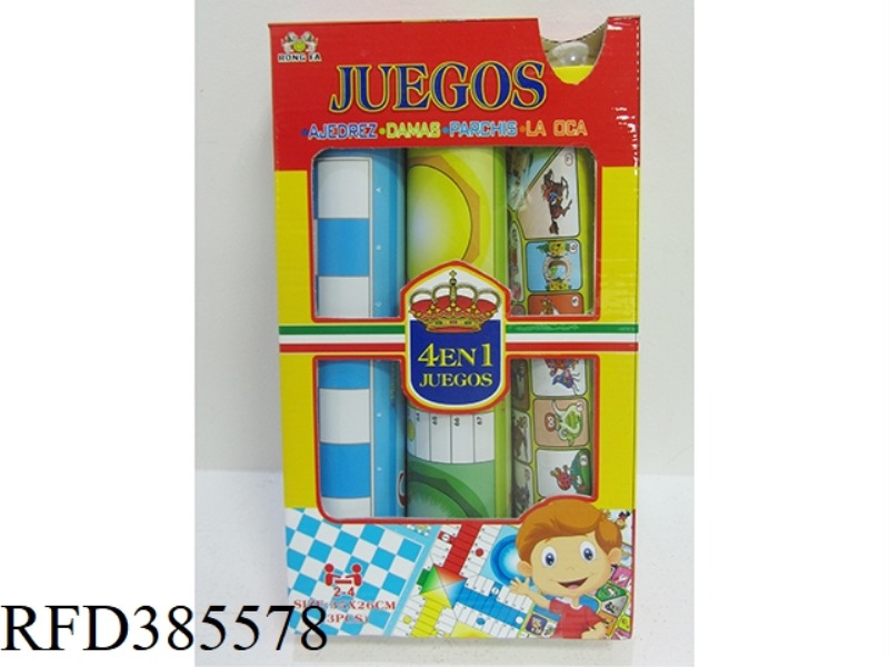 SMALL FLOOR MAT SPANISH 4-IN-1 GAME CHESS (3PCS)