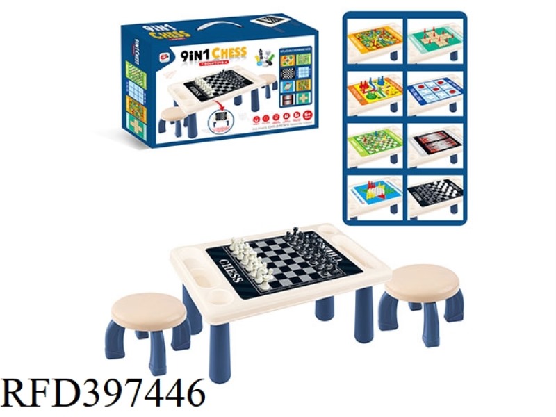 MAGNETIC 9 IN 1 CHESS TABLE (WITH CHAIRS)
