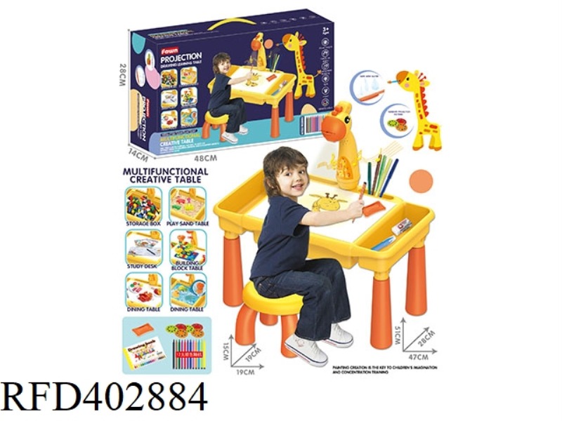 FAWN PROJECTION PAINTING WRITING DESK (YELLOW WITH MUSIC)