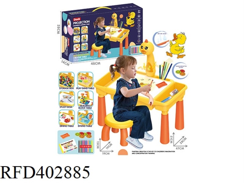 DUCKLING PROJECTION PAINTING WRITING DESK (YELLOW WITH MUSIC)