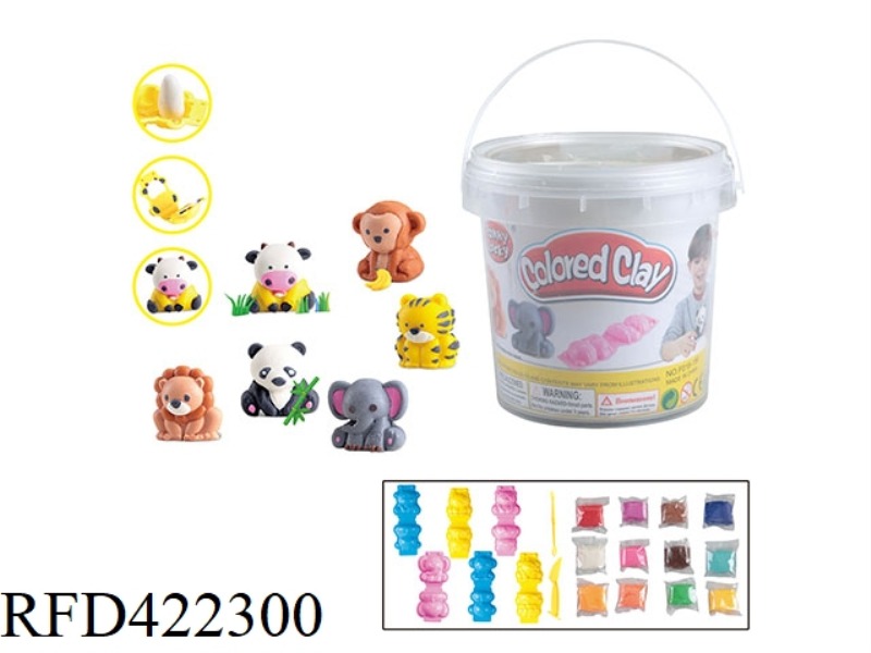 6 BIG ANIMALS PLUS 12 COLOR MUD