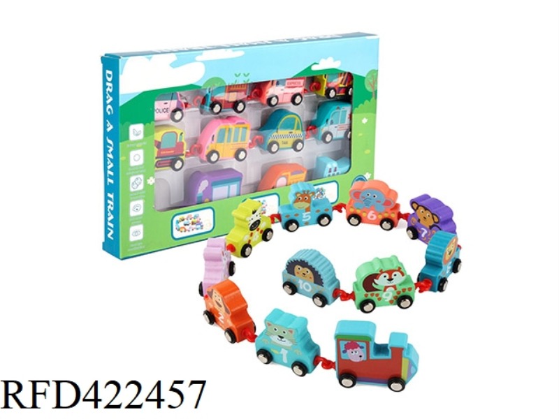 WOODEN CARTOON DRAG TRAIN (FOREST ANIMALS)