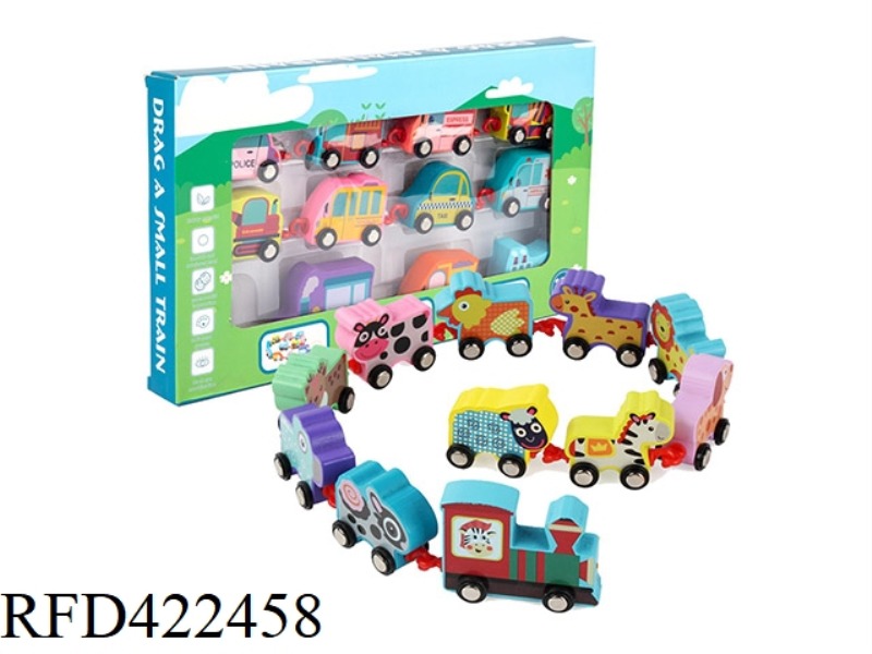WOODEN CARTOON DRAG TRAIN (FARM ANIMALS)