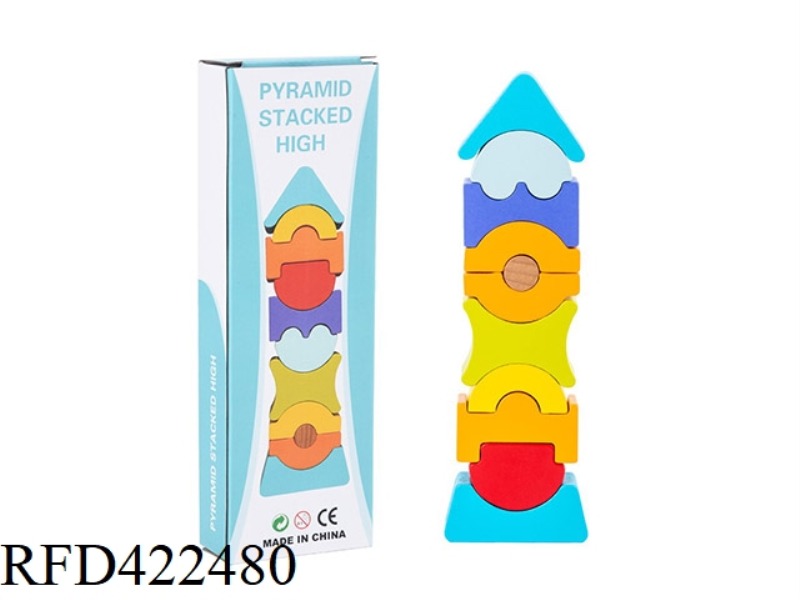 WOODEN PYRAMID STACKED HIGH BLOCKS