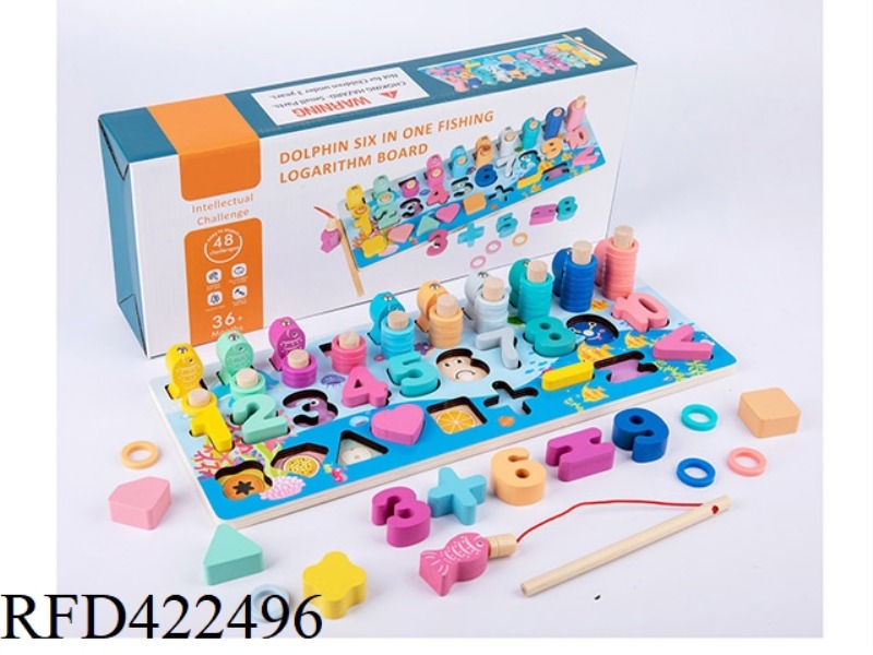 WOODEN DOLPHIN SIX IN ONE PAIR NUMBER BOARD