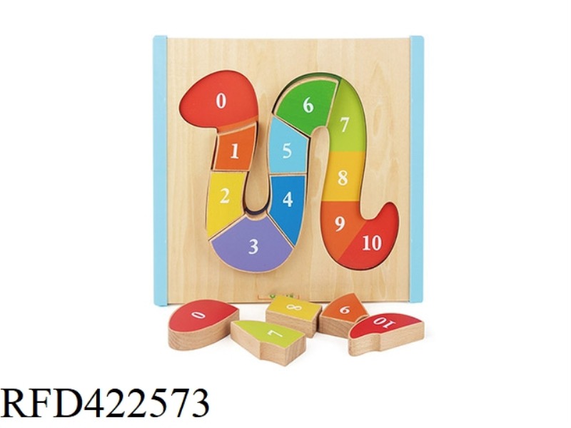 WOODEN SMALL SNAKE-SHAPED NUMBER SEQUENCE PUZZLE