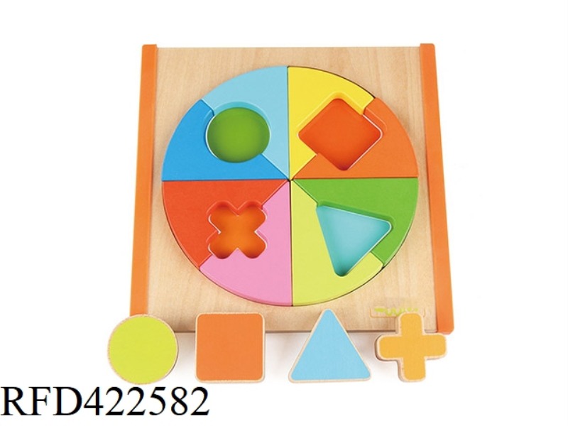 WOODEN ROUND COLOR SHAPE MATCHING BOARD