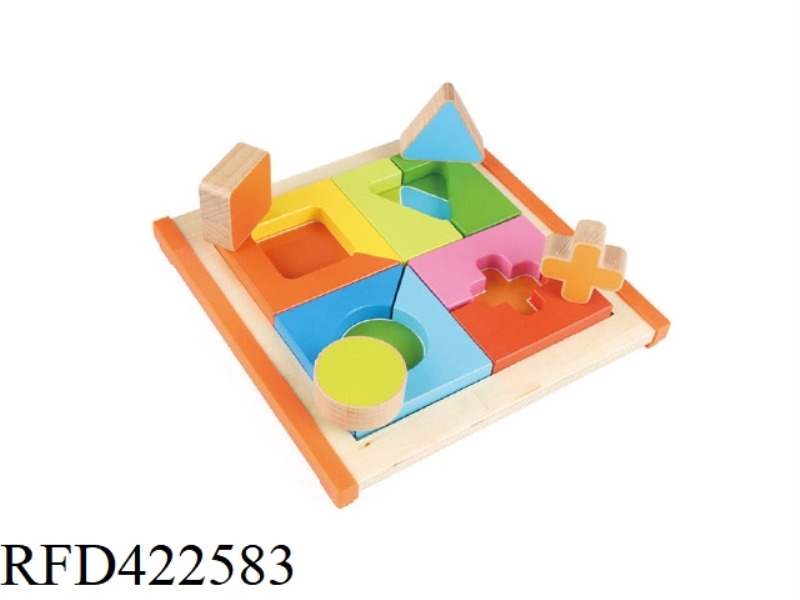 WOODEN SQUARE COLOR SHAPE MATCHING BOARD