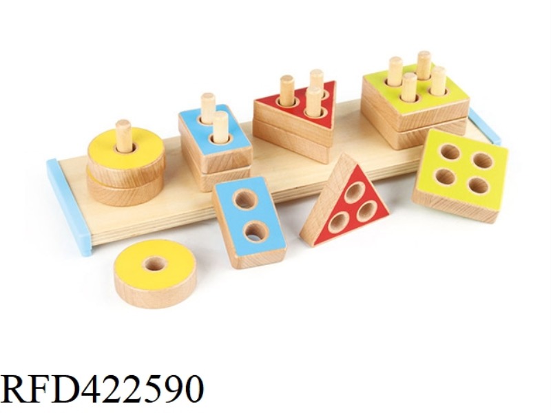 WOODEN FOUR-PILLAR SHAPE MATCHING BLOCKS
