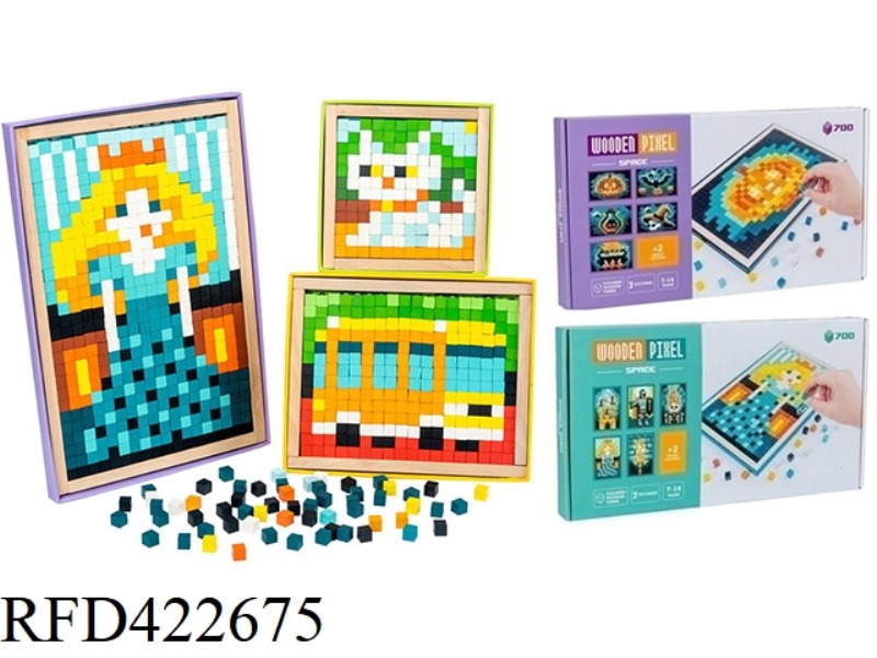 WOODEN PIXEL PUZZLE (PRINCESS CASTLE, HALLOWEEN)