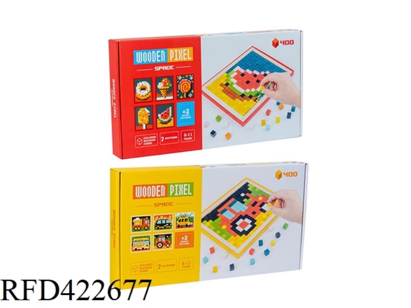 WOODEN PIXEL PUZZLE (FRUIT, TRAFFIC)