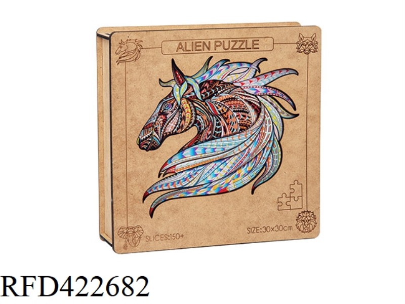 WOODEN CREATIVE ANIMAL SHAPED PUZZLE WHITE BOX + FIBREBOARD WOODEN BOX